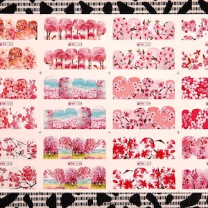 Nail Decals, Cherry Blossom, Water Nail Decals, Nail Art Decoration, Nail Sticker Decals