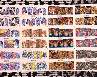Nail Decals, Zebra,Tiger, Lion Water Nail Decals, Nail Art Decoration, Nail Sticker Decals