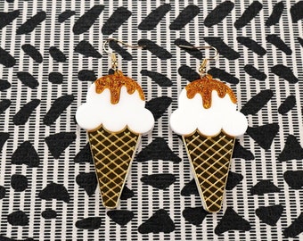 Ice Cream Cone Earrings, Jewelry, Earrings, Dangle Earrings