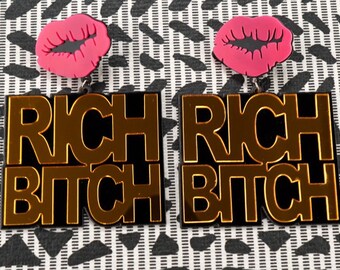 Rich B*tch Earrings, Jewelry, Earrings, Dangle Earrings