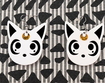 Moon Cat Earrings, Jewelry, Earrings, Dangle Earrings