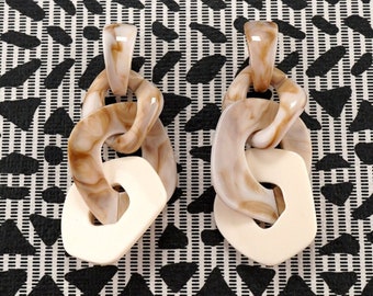 Geometric Acrylic Big Drop Earrings, Jewelry, Earrings, Dangle Earrings, Vintage Earrings