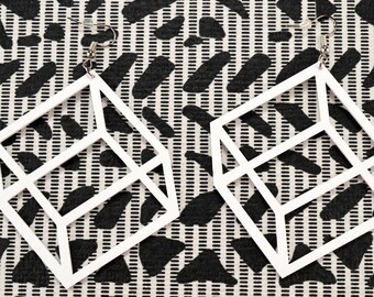 Geometric White Earrings, Jewelry, Earrings, Dangle Earrings