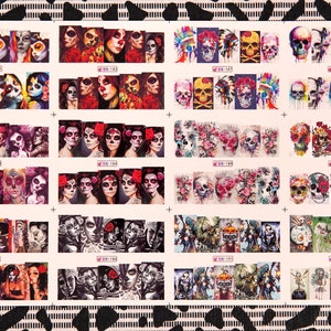Nail Decals, Day of the Dead, Water Nail Decals, Nail Art Decoration, Nail Sticker Decals