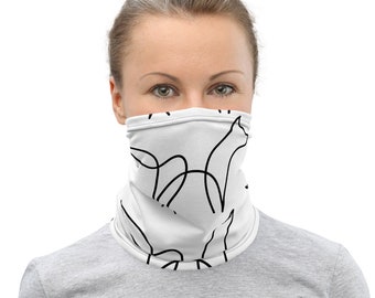 White doodle dog neck gaiter, washable face cover, dog lover face mask, dog mom face mask, dog dad face mask,dog owner mask, funny face mask