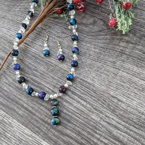 Galaxy Tiger eye Earrings, Gemstone Earrings, Galaxy Tiger eye Necklace, Gemstone Necklace, Christmas gift, Stocking stuffer, trending now