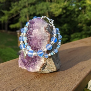 Rare Blue Mermaid Bead Bracelet, Gemstone Bracelet, Beach lover, Pearl jewelry for Women, Gift for Her, Gift for Women, Beach Jewelry, White