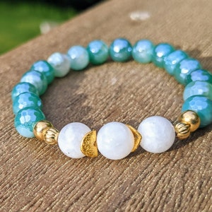 Agate and Moonstone Bracelet|Gemstone Bracelet| Agate Jewelry for Women| Moonstone Jewelry| Bracelets for Women| Unique Jewelry for women|