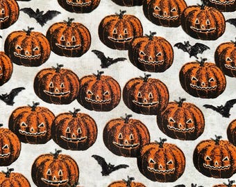 Halloween Pumpkins Jack O’lanterns Cotton Fabric fat quarter 18"x21"
