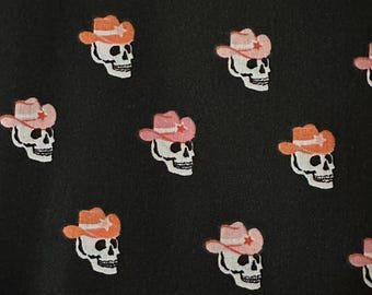 Skulls Skull Western Cowboy Hats Cotton Fabric Remnant 15"x42"