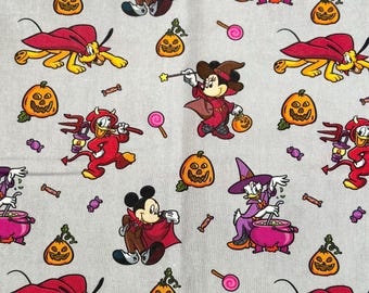 Disney Mickey Mouse and Friends in Vintage Halloween Costumes Cotton Fabric fat quarter 18"x21"