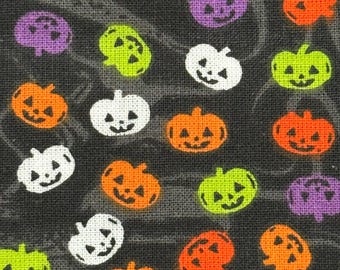 Halloween Pumpkin Pumpkins Jack O’lanterns Black Cotton Fabric Fat Quarter 18”x21”