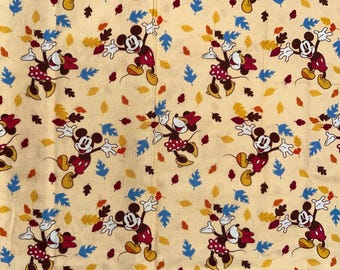 Disney Mickey Minnie Mouse Leaf Toss Fall Leaves Cotton Fabric Fat Quarter 18"x21" / Remnant 15"x42"