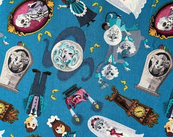 Disney Haunted Mansion Wedding Blue Cotton Fabric by fat quarter 18"x21"