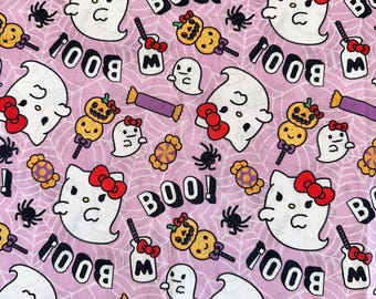 Halloween Hello Kitty Boo! Ghosts and Candy Cotton Fabric fat quarter 18"x21"