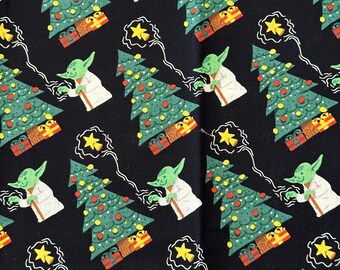 Star Wars Yoda Christmas Tree Holiday Cotton Fabric Remnant 25"x20"