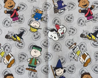 Peanuts Halloween Costumes Packed Gray Cotton Fabric fat quarter 18"x21"