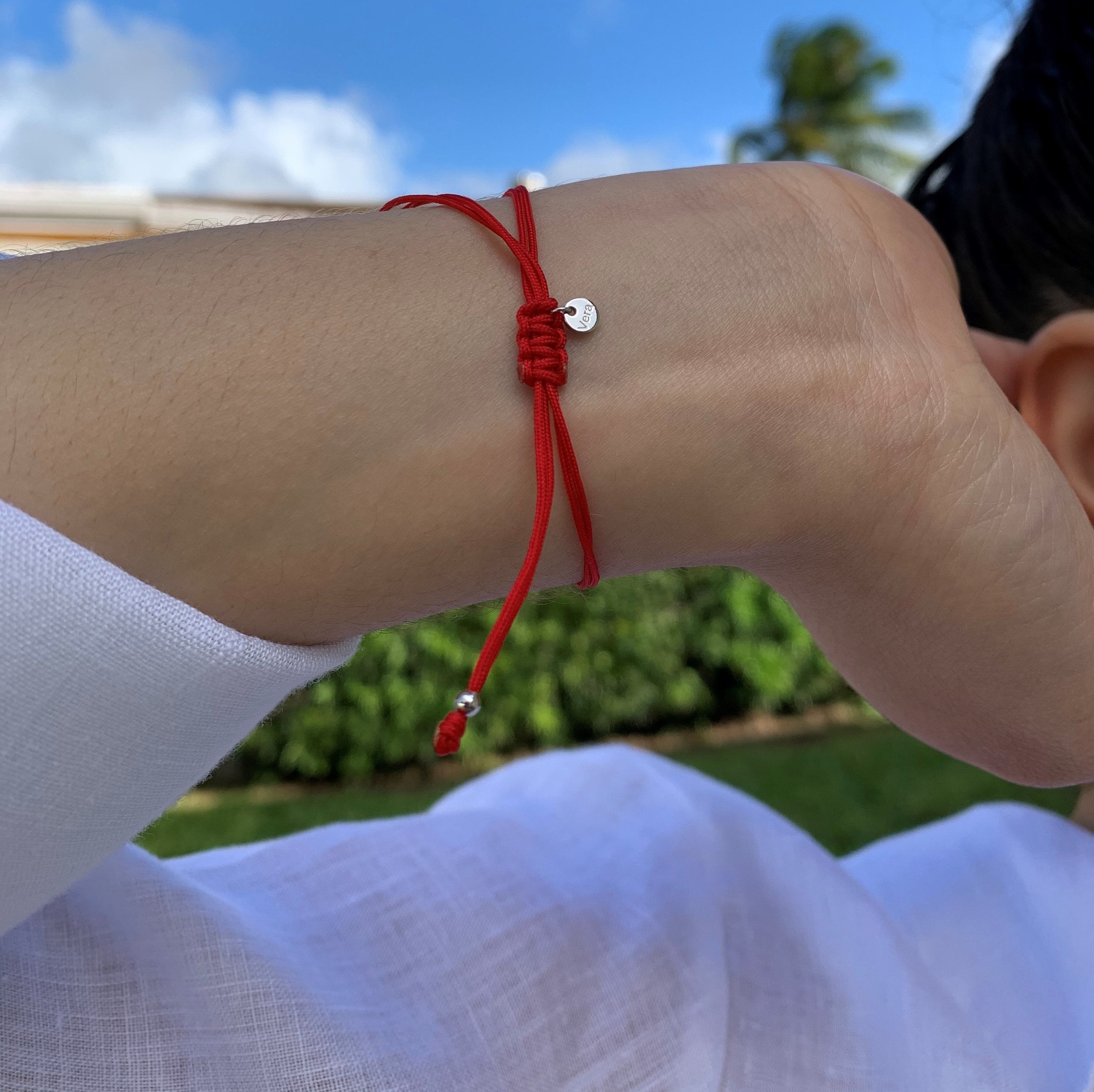 Hamsa Cz Bracelet. Red String Bracelet. Adjustable String Etsy UK