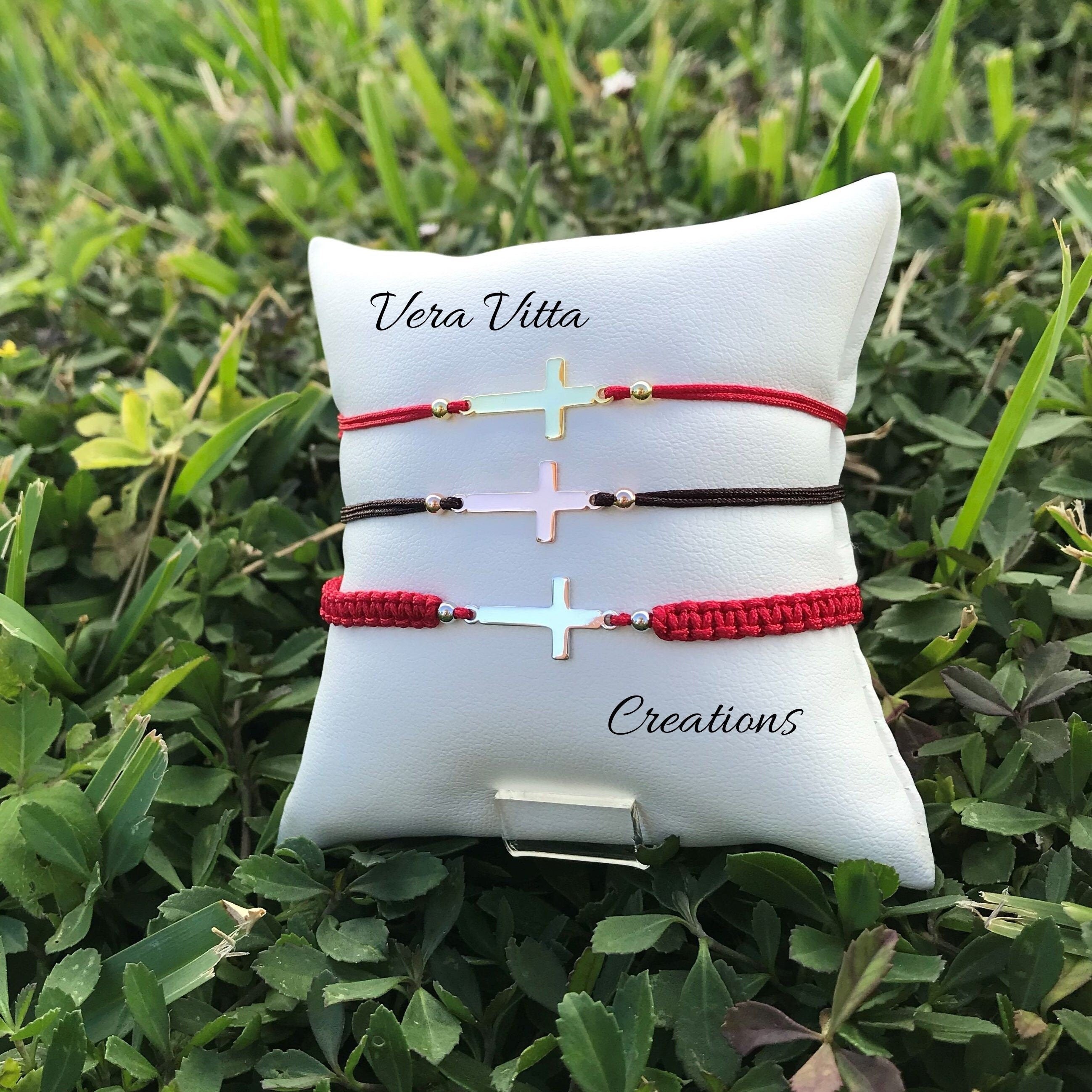 Gold Cross Bracelet. Plain Cross Bracelet. Adjustable String Etsy