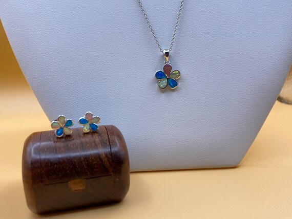 Set Jewelry. Plumeria Necklace. Opal Jewelry Sets. Multicolor