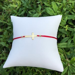 Gold Cross Bracelet. Plain Cross Bracelet. Adjustable String Bracelet. Friendship Bracelet. Religious Jewelry. String Bracelet. Minimalist.