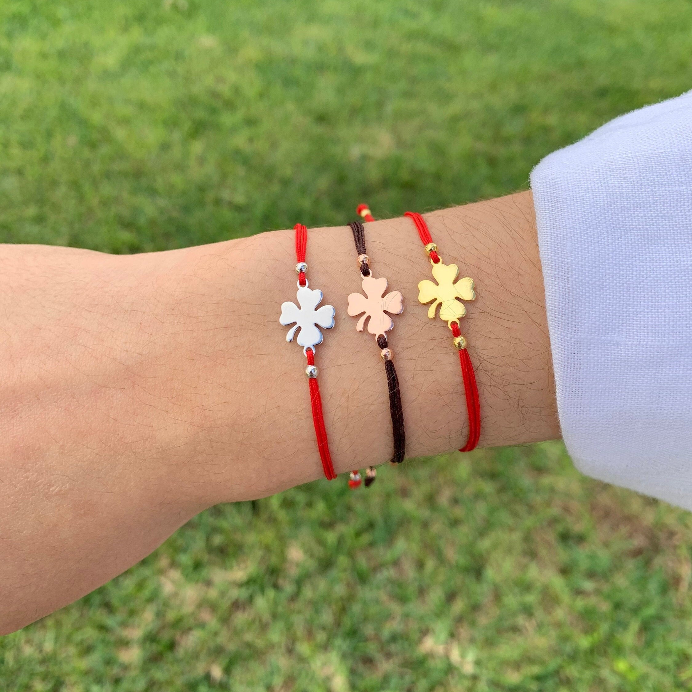 Clover Bracelet. Gold Clover Bracelet. Adjustable Clover Etsy