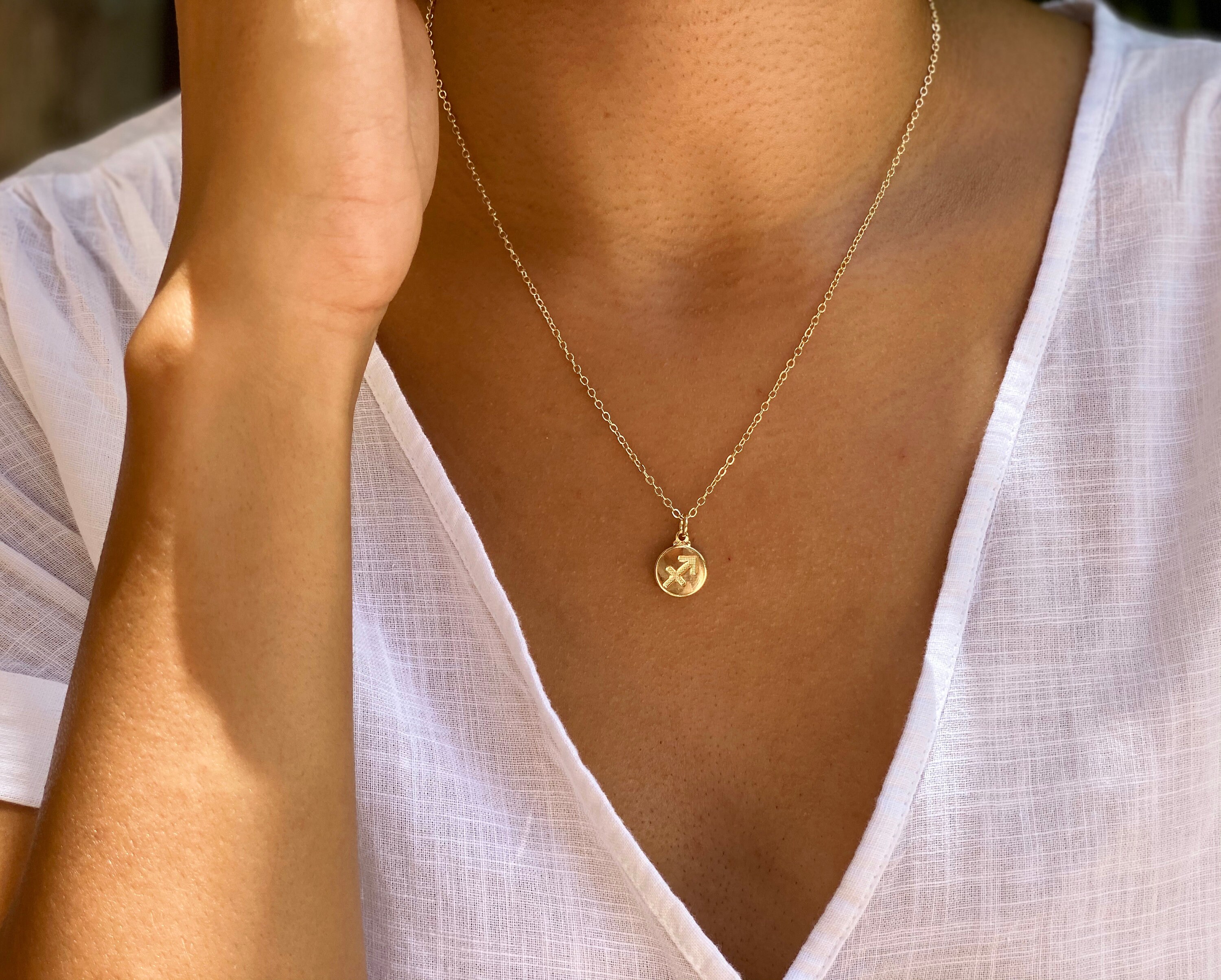 Sagittarius Gold Filled Necklace. Zodiac Necklace. Sagittarius Etsy