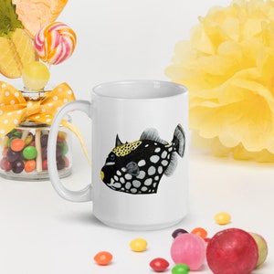 Clown Triggerfish Mug, Triggerfish Coffee Cup, Triggerfish Gift, Aquarist Gift, White glossy mug
