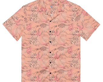 Dinosaurier Knopfhemd, Kurzarm, Hawaiihemd
