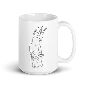 Cockatoo Mug, Cockatoo Gift, Bird Coffee Cup, White glossy mug