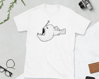 Tiefsee Seeteufel Shirt, Fisch Kurzarm Unisex T-Shirt