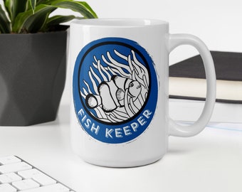 Fish Keeper Mug, Fish Keeper Gift, Aquarist mug, Aquarist Coffee Cup, Aquarist Gift, White glossy mug