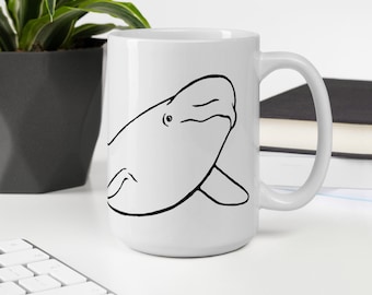 Beluga whale mug, cetacean shirt coffee cup
