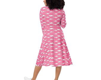 pink shark dress Girls Shark Dress Pink & Blue Ocean Twirl Dress with Scrunchie
