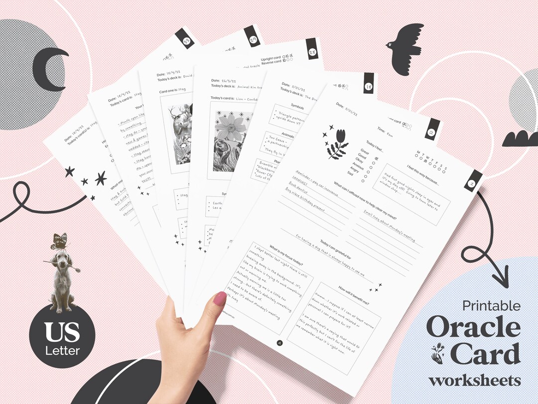 Printable Oracle Card Worksheets Black Edition US Letter - Etsy