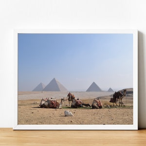 Pyramids and Camels in Egypt Printable Wall Art, Digital Download