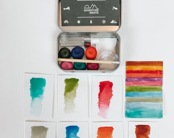 Adventure Painting Kit - Piccolo Tin by Hyperexist | HANDCRAFTED Watercolor Set | Handmade Travel Paint Palette | Art | Gift  6 - 5g Colors