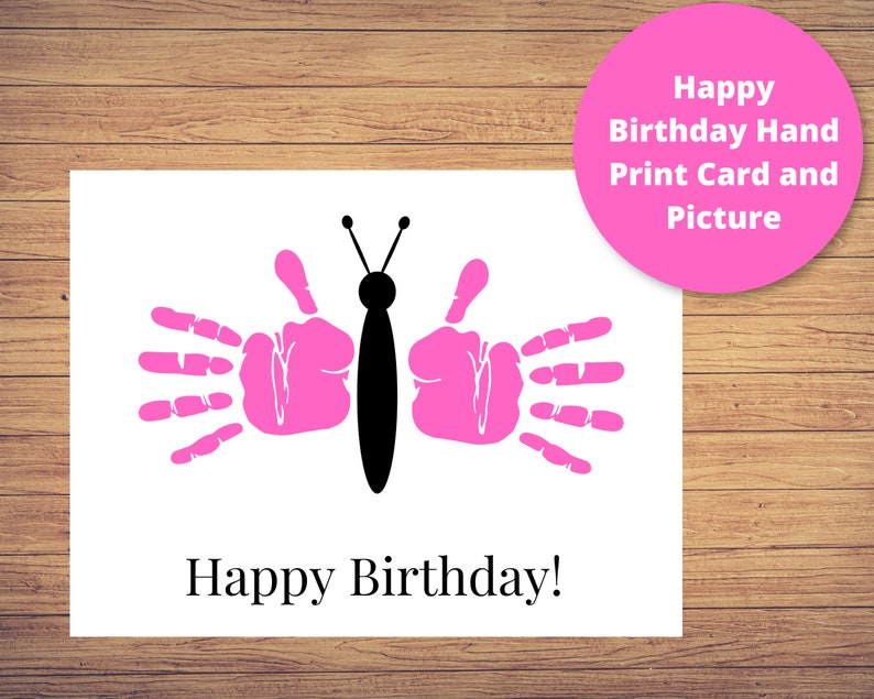 Happy Birthday Handprint or Footprint Printable Card Etsy