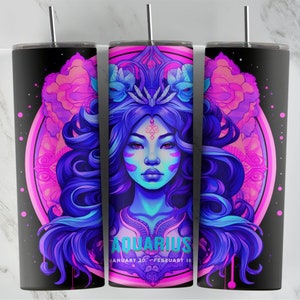 Zodiac, Aquarius, Ready To Press Tumbler Transfer, NOT A DIGITAL, Subimation tumbler transfer prints