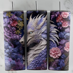 Purple Dragon 3D, Ready to press transfer, NOT A DIGITAL, sublimation tumbler transfer, tumbler transfers