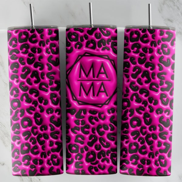 3D Mama Hot Pink Leopard, Ready to press transfer, NOT A DIGITAL, sublimation tumbler transfer, tumbler transfers