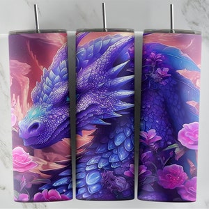 Purple Dragon Floral, Ready to press transfer, NOT A DIGITAL, sublimation tumbler transfer, tumbler transfers