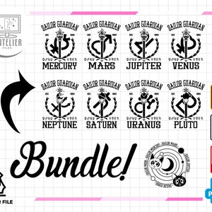 Anime Guardians BUNDLE SVG Vector File, Decal, Girl Power, Anime, Magical Girls, Stencil, HTV cut file, Cameo