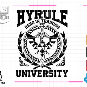 Hyrule University Legend of Zelda Link SVG Vector File, PDF, Cameo Cricut Decal Stencil HTV cut file Room Decoration Gamer Clip Art Digital