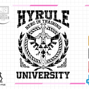 Hyrule University Legend of Zelda Link SVG Vector File, PDF, Cameo Cricut Decal Stencil HTV cut file Room Decoration Gamer Clip Art Digital