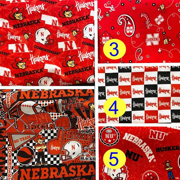 Nebraska Cornhusker fabric fat quarter 18 x 22, fq cotton Huskers fabric, college football fabric