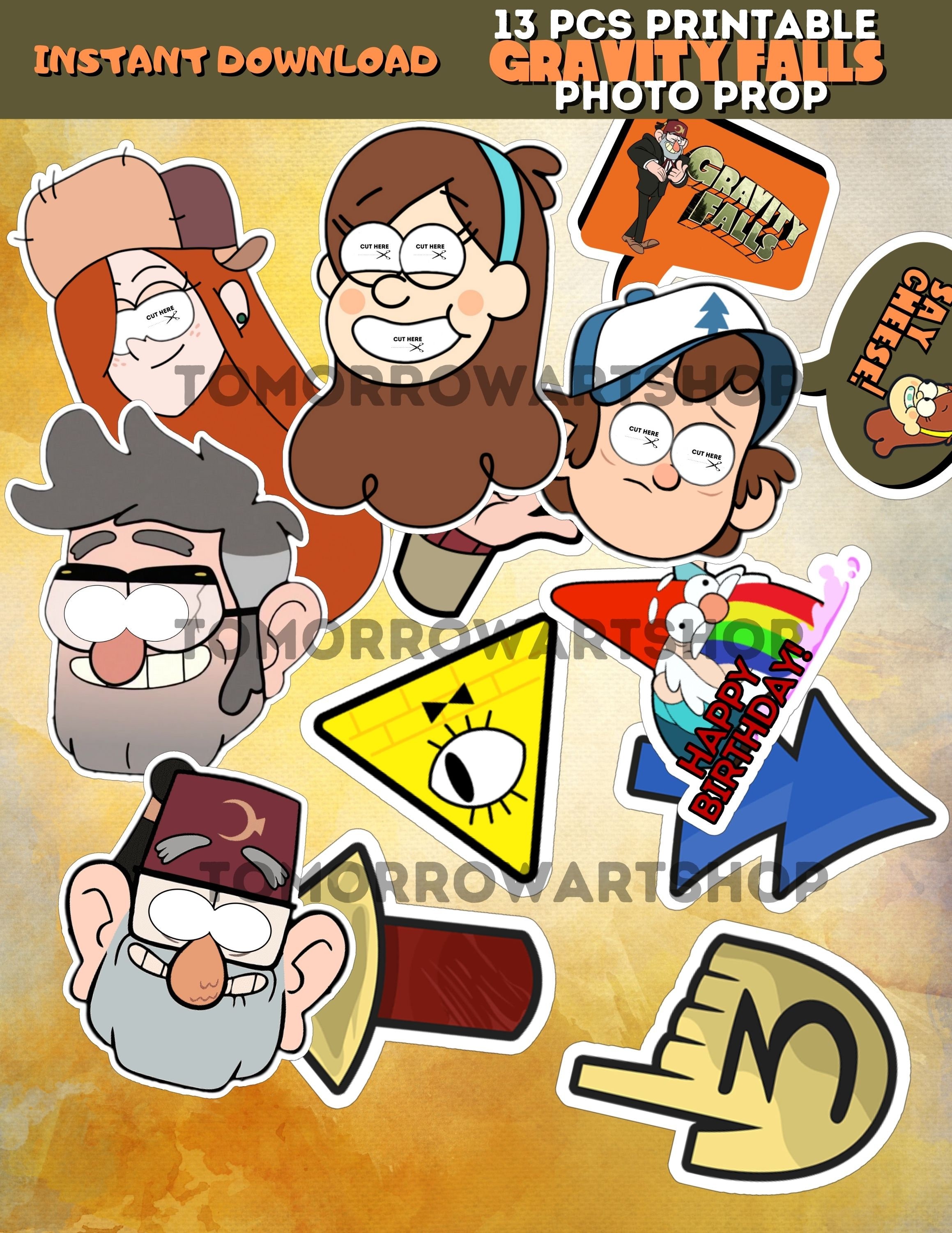 Printable Gravity Falls photo props Gravity Falls Birthday Etsy
