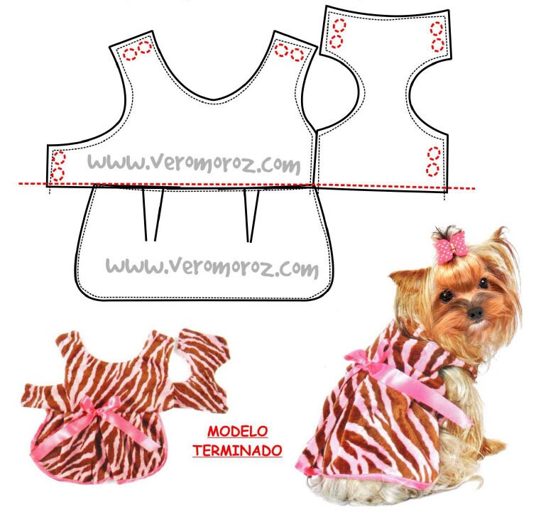 Digital Pattern Dog Dress in 4 Real Sizes Patterns Dress Clothes Dogs