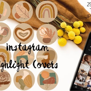 25 Instagram Story Highlight Covers, Boho Abstract, Covers, Earthy Neutral, Hand drawn, Social Media Icons, Nature Icons, Minimalism, image 1