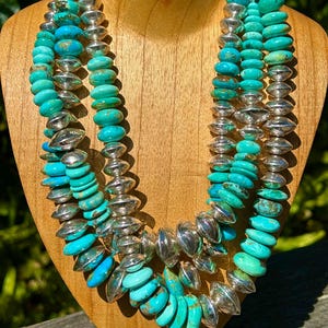Kingman Turquoise & Sterling Silver Pearl Necklace – Southwestern Style, Handmade